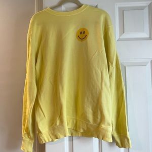 Mallory Ervin living fully yellow smiley sweatshirt